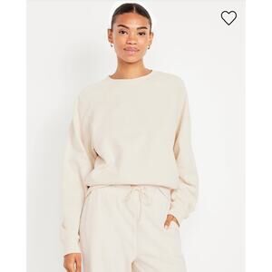 Old Navy SoComfy‎ Sweatshirt Beige Women’s Size Large 90% Cotton Crewneck Cream